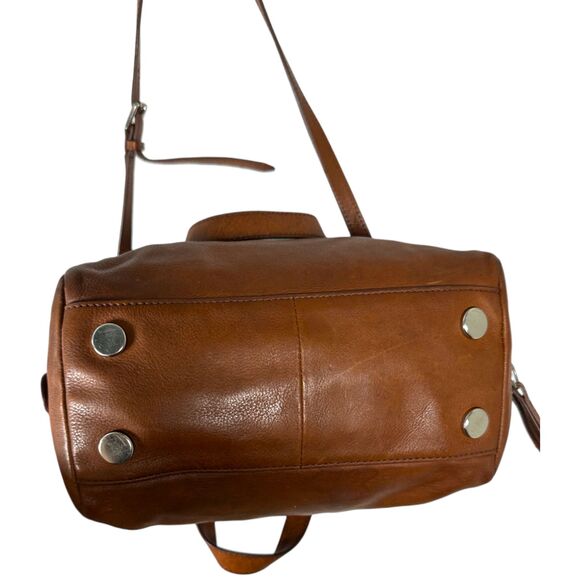 Fossil Brown Leather Satchel Crossbody Silver Highly Distressed Purse Handbag - Picture 5 of 8